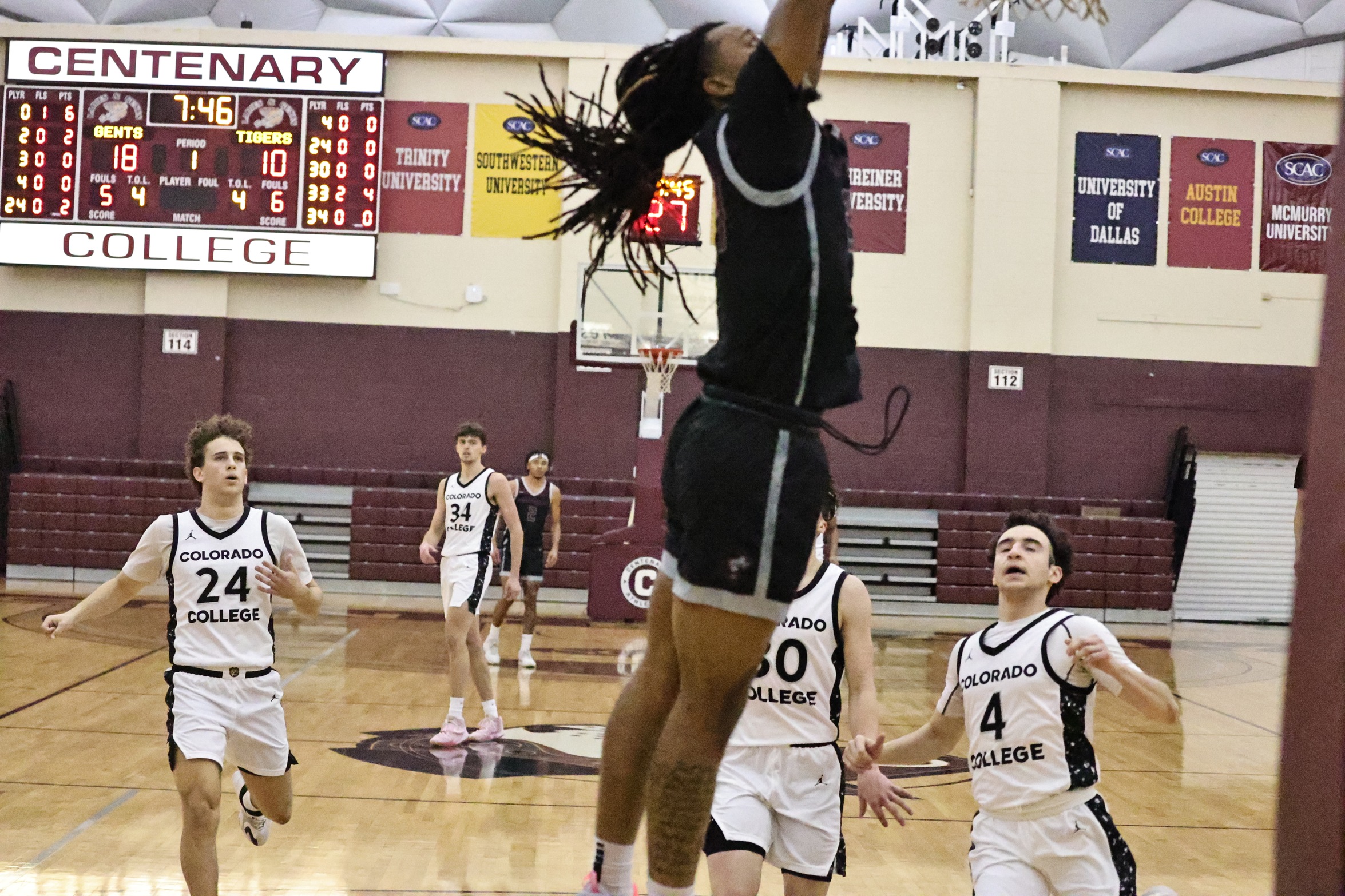Senior G AJ Hall led all scorers with 20 points on Sunday.