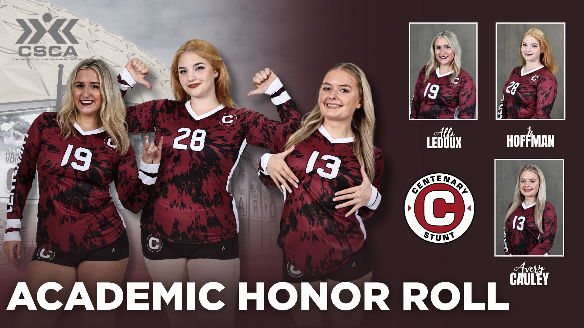 Three Ladies Named To College STUNT Coaches Association Academic Honor Roll