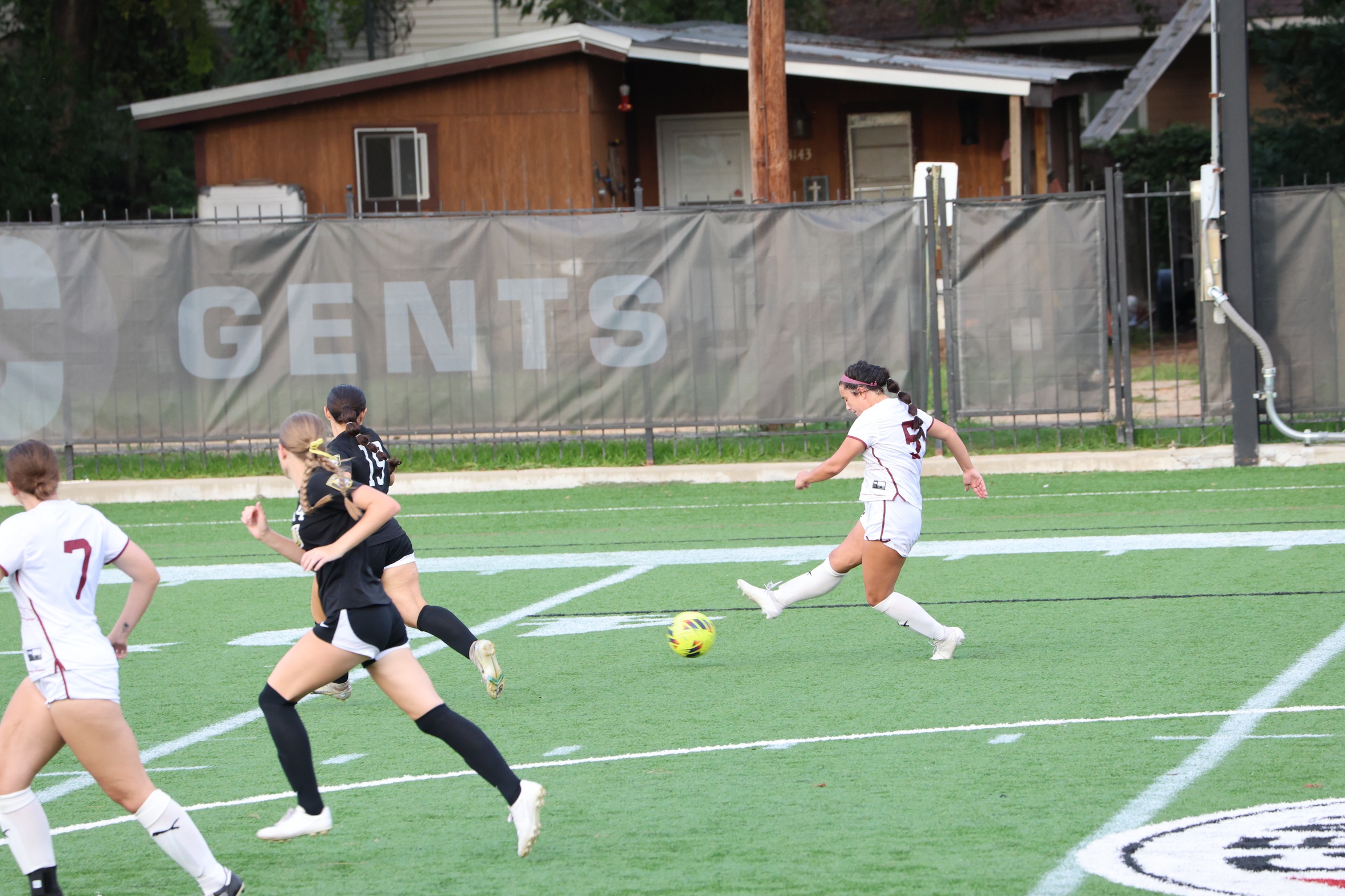 Senior MF Aubrey Burkhardt scored the Ladies' first goal on Tuesday.