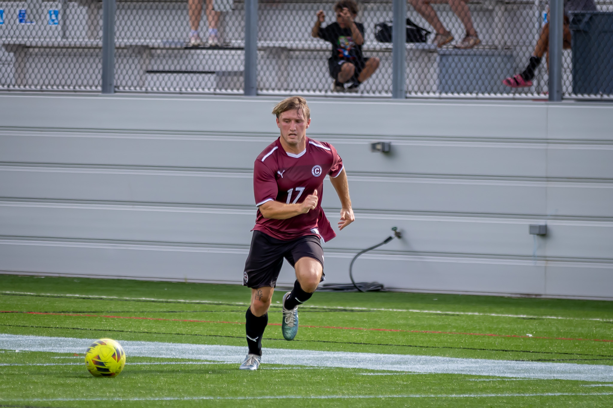 Senior F&nbsp;Gabriel Aragon&nbsp;(Forney, Texas) scored on a PK in the Gents' win on Sunday.

PHOTO: Calvin Hearns