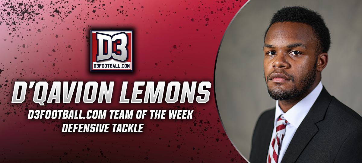 D'Qavion Lemons Named to D3football.com Team of the Week - 2024 Week 3